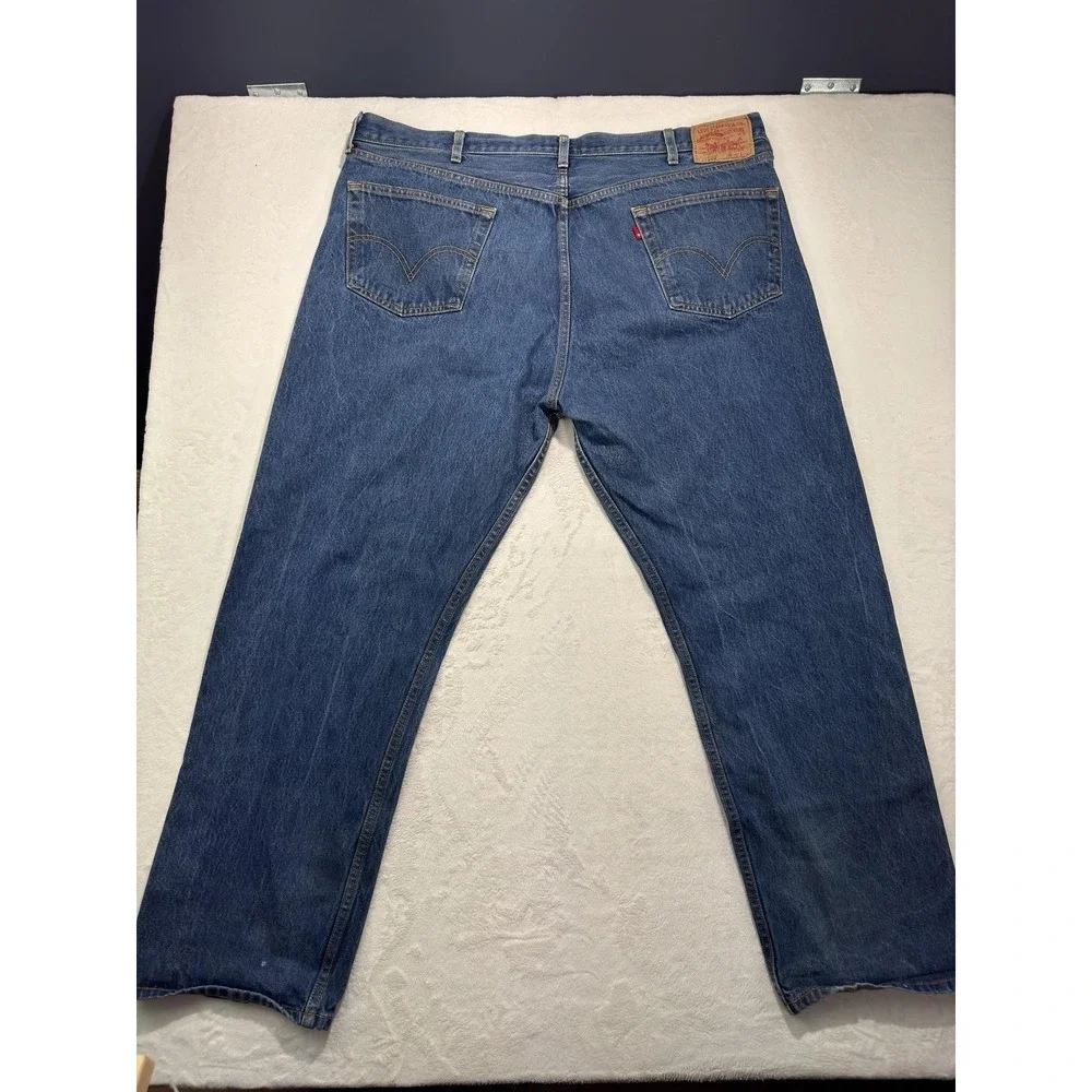 Levis 501 Jeans Mens 46x32 Blue Denim Button Fly Straight Leg Medium Wash XX